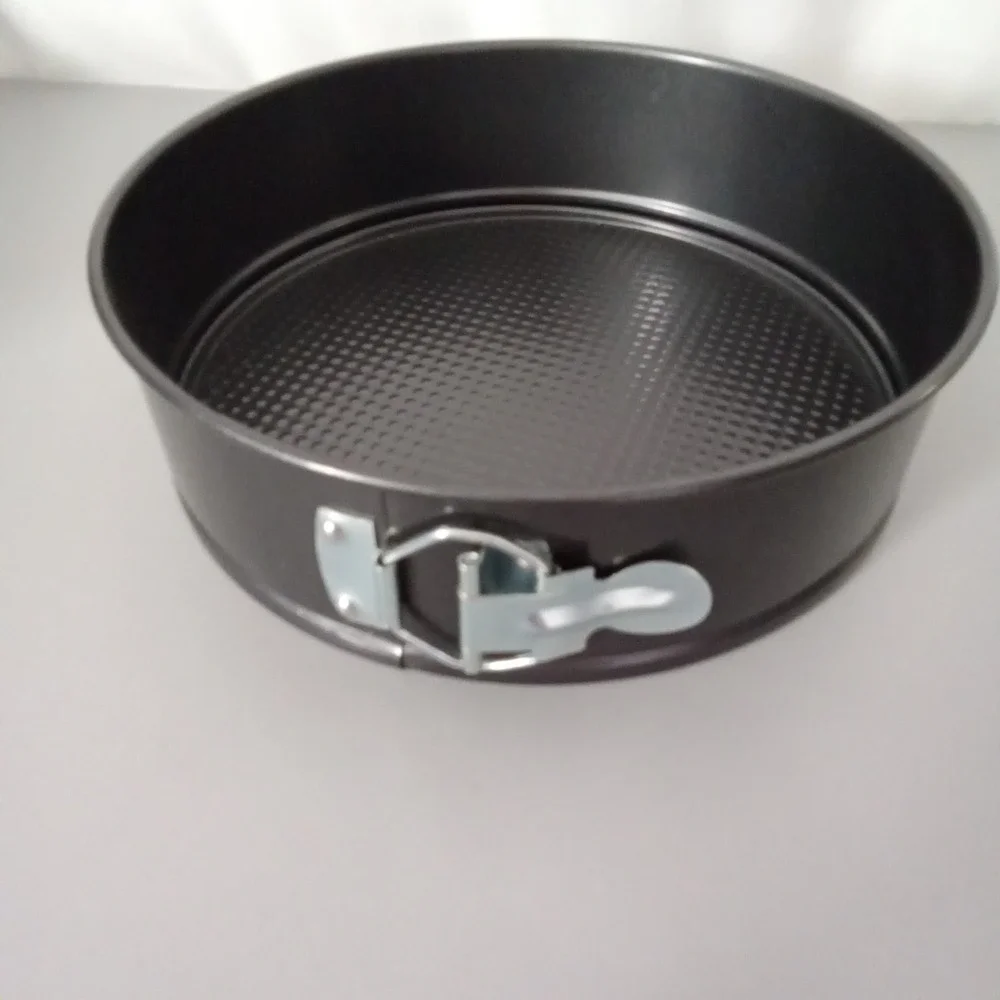 Round Nonstick Springform Pan 9.5 Inch Dark Gray Textured Base Cheesecake Pan